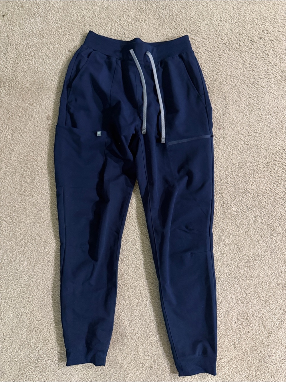 Navy Drawstring Jogger Scrub Pants - High Waisted